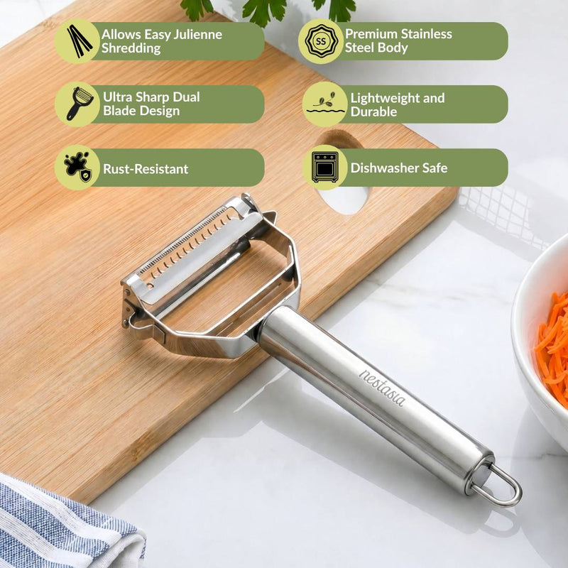 2 In 1 Stainless Steel Julienne Peeler