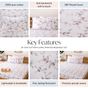 Floral 100% Pure Cotton Night Bedsheet Set 180 TC Soft Touch King Size 275x275 cm