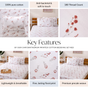 Chrysanthemum 180 TC Pure Cotton Bedding Set Soft Touch King Size Red 275x275 cm