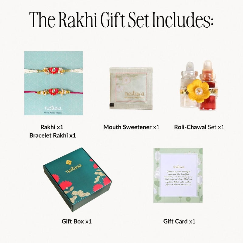 Kundan Lotus Rakhi Hamper For Couple