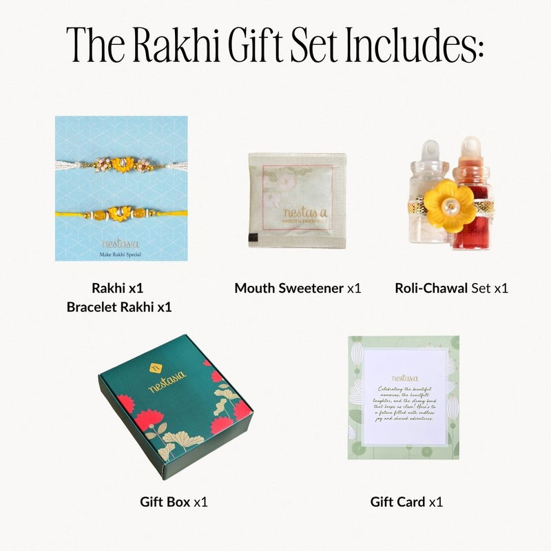 Meenakari Yellow Lotus Rakhi Gift Hamper