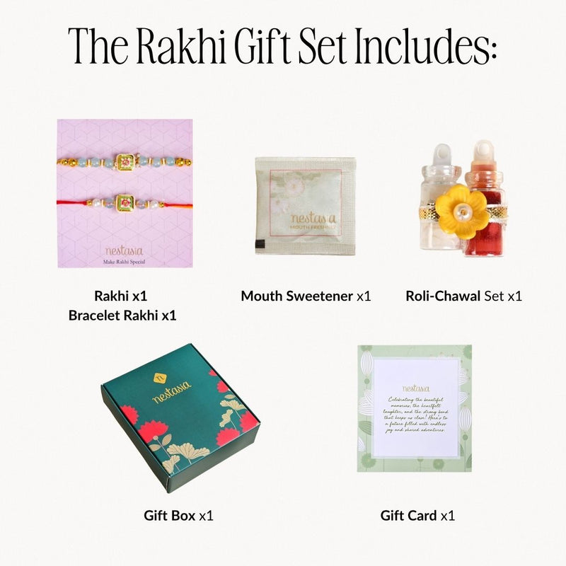 Kundan Motif Rakhi Bracelet Gift Set