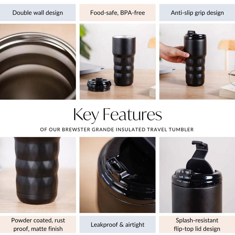 Brewster Grande Insulated Travel Tumbler Black Noir 590ml