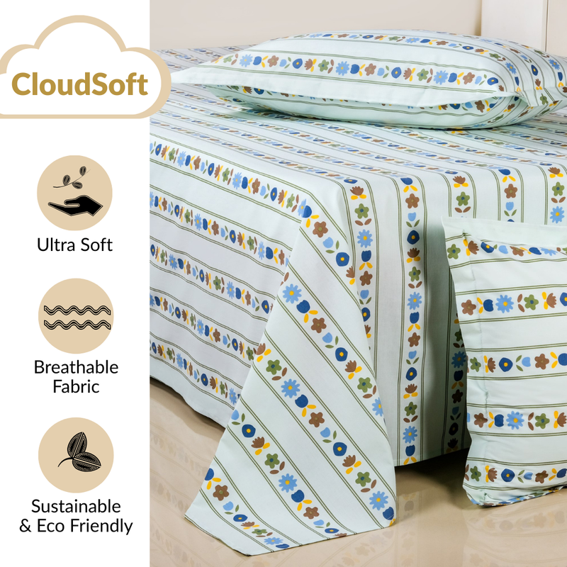 Blooming Garden Pure Cotton King Size Bedding Set 275x275cm