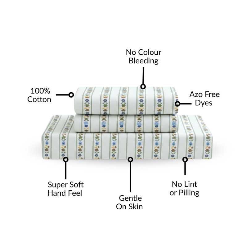 Blooming Garden Pure Cotton King Size Bedding Set 275x275cm