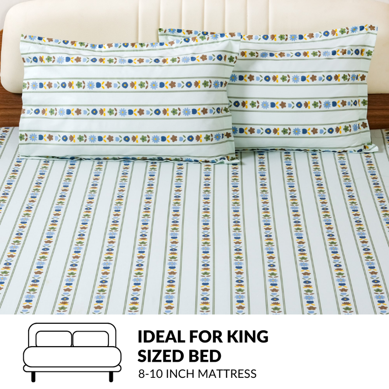 Blooming Garden Pure Cotton King Size Bedding Set 275x275cm