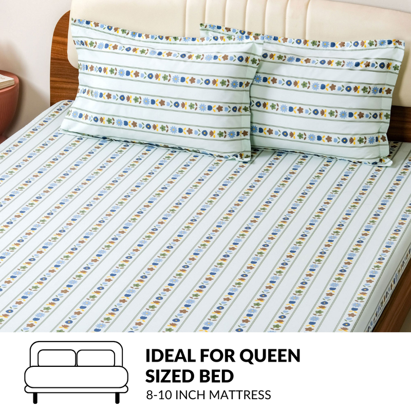 Blooming Garden Pure Cotton Queen Size Bedding Set 254x229cm