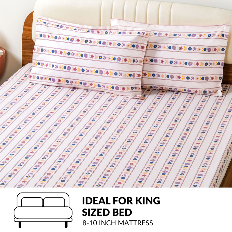 Floral Retreat Pure Cotton King Size Bedding Set 275x275cm
