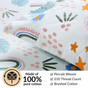 Rainbow Meadow Pure Cotton Queen Size Bedding Set 254x229cm