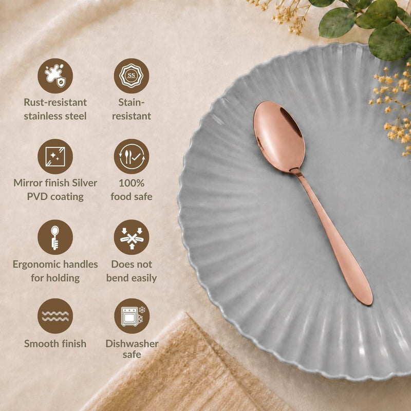 Rose Gold PVD Coated Spoon Set Of 12