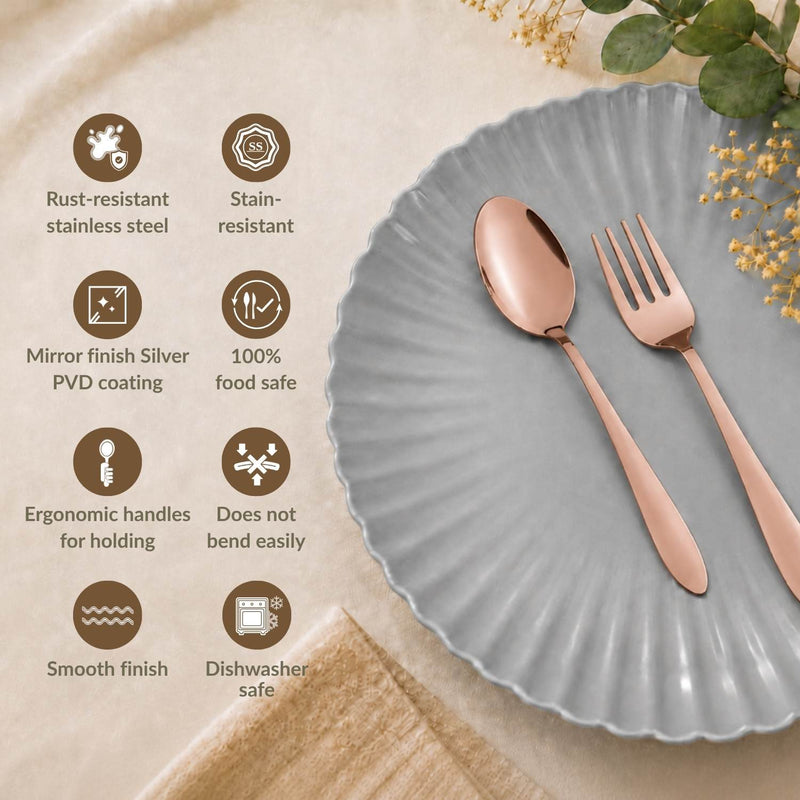 Rose Gold PVD Coated Cutlery Set Of 12