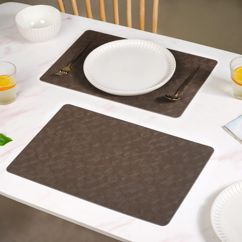 Songket Pattern Brown Dinner Table Mat Set Of 6