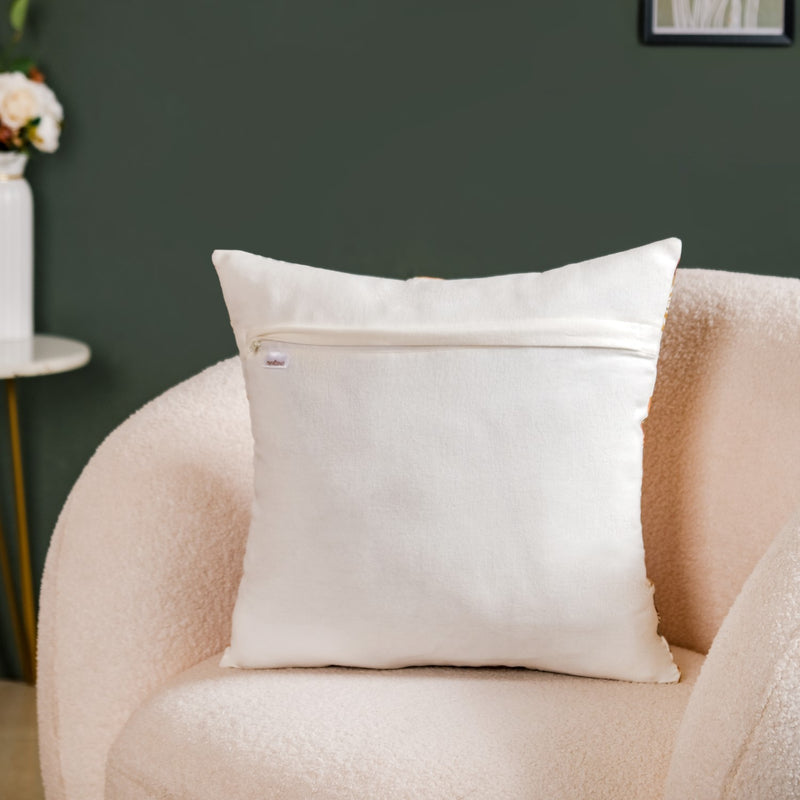 Floral Pop Aari Embroidered Cushion Cover For Living Room 16x16 Inch