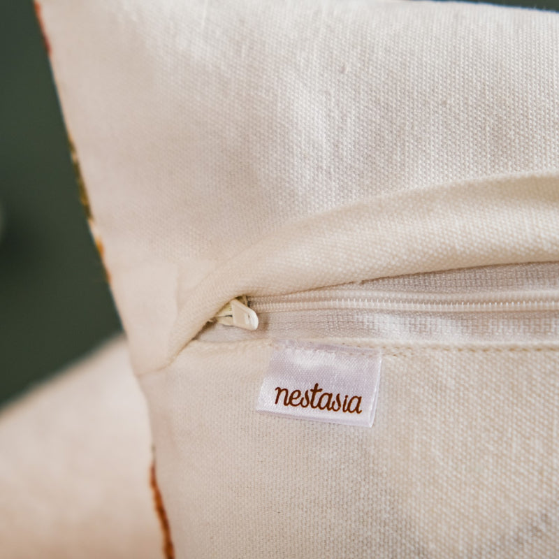 Floral Pop Aari Embroidered Cushion Cover For Living Room 16x16 Inch