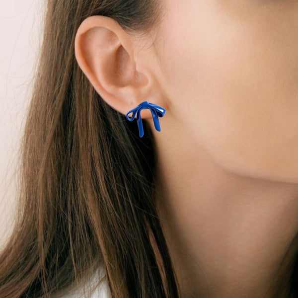 Abstract Bow Blue Studs