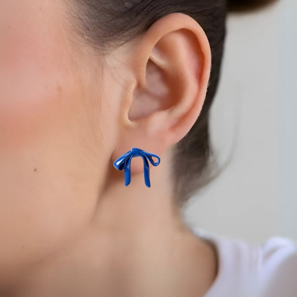 Abstract Bow Blue Studs