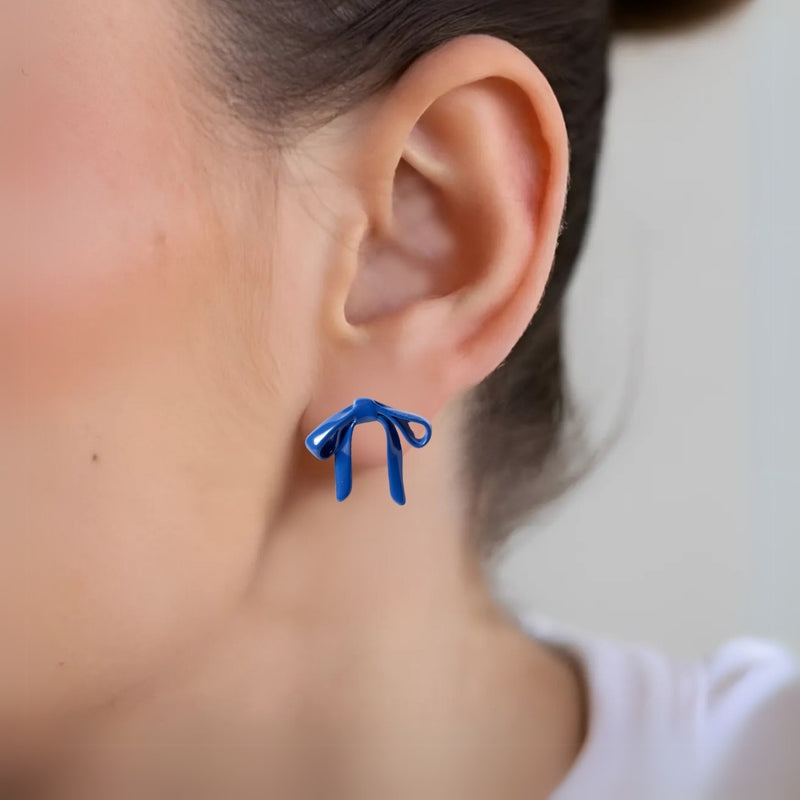 Abstract Bow Blue Stud
