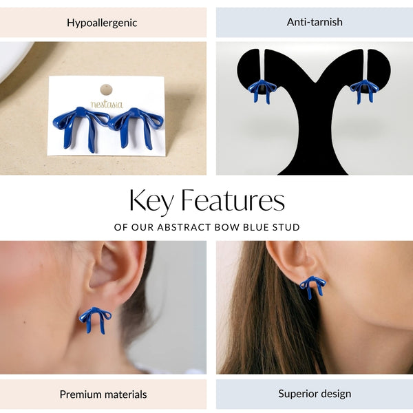 Abstract Bow Blue Studs