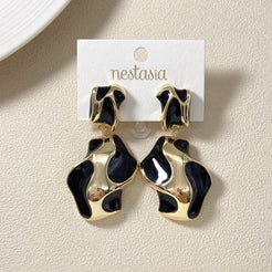 Black And Gold Abstract Danglers