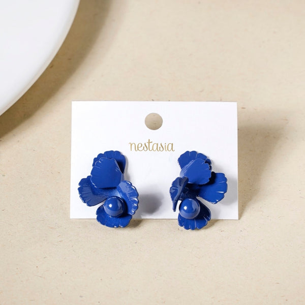 Abstract Flora Blue Studs