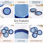 Abstract Ombre Blue Ceramic Dessert Plate Set Of 4