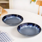 Abstract Ombre Blue Ceramic Salad Bowl Set Of 2 650ml