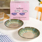 Abstract Ombre Green Ceramic Salad Bowl Set Of 2 20cm