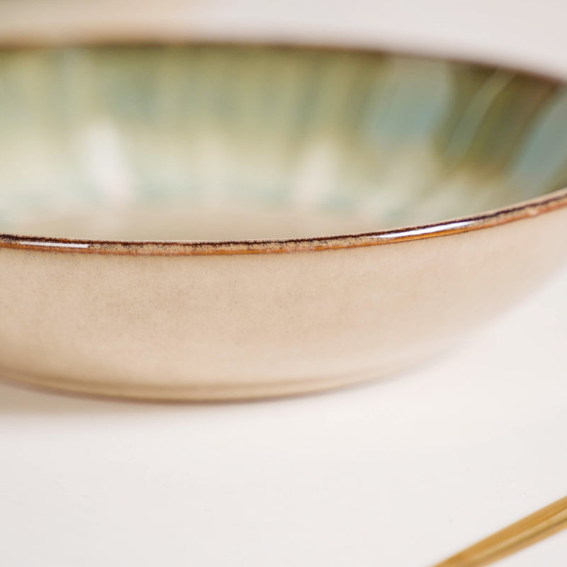 Abstract Ombre Green Ceramic Salad Bowl Set Of 2 20cm