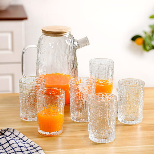 Abstract Textured Jug And Glass Set Of 7