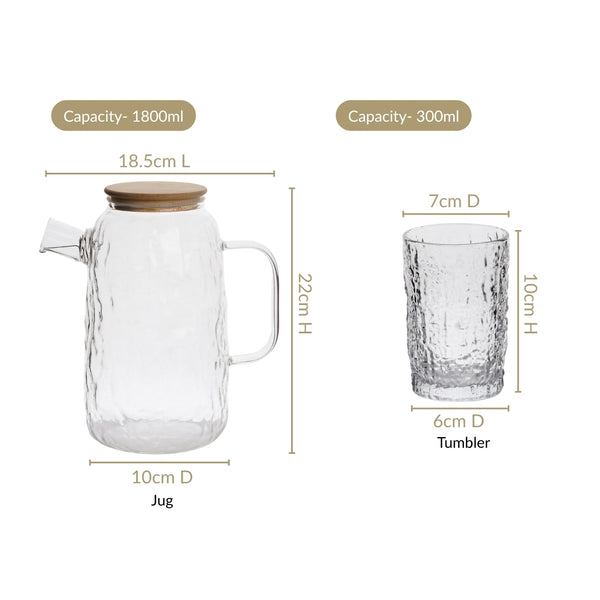 Textured Jug And Glass Set Of 7