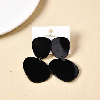 Abstract Black Dangler Earrings