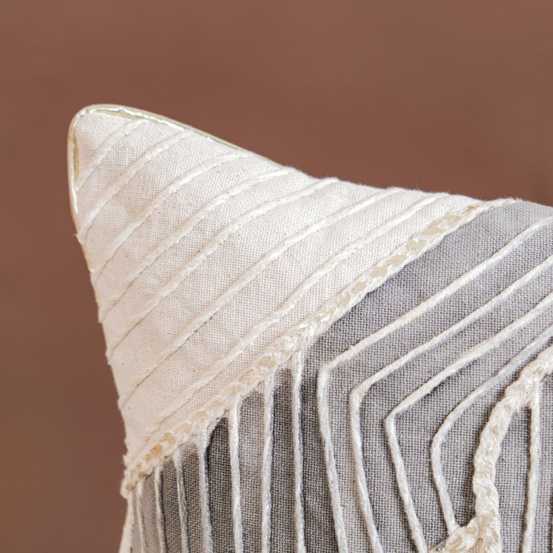 Artistic Handwoven Cushion Cover With Foil Print 15x15 Inch