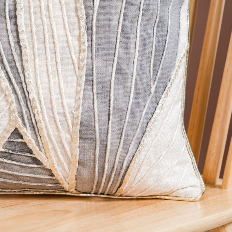 Artistic Handwoven Cushion Cover With Foil Print 15x15 Inch