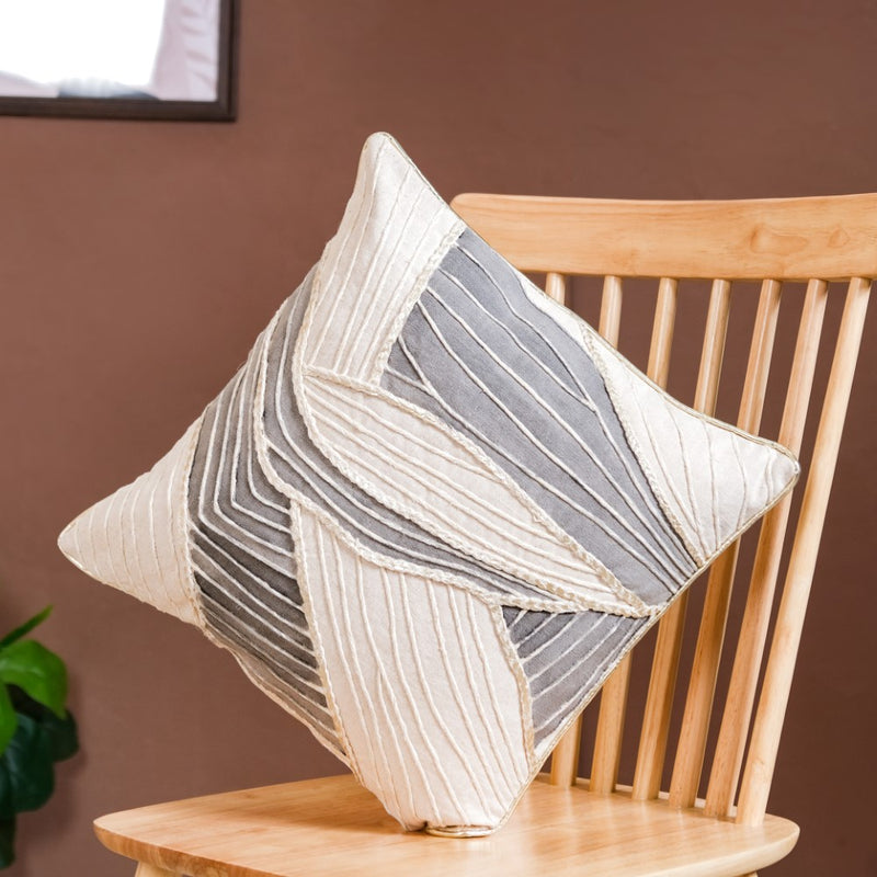 Artistic Handwoven Cushion Cover With Foil Print 15x15 Inch