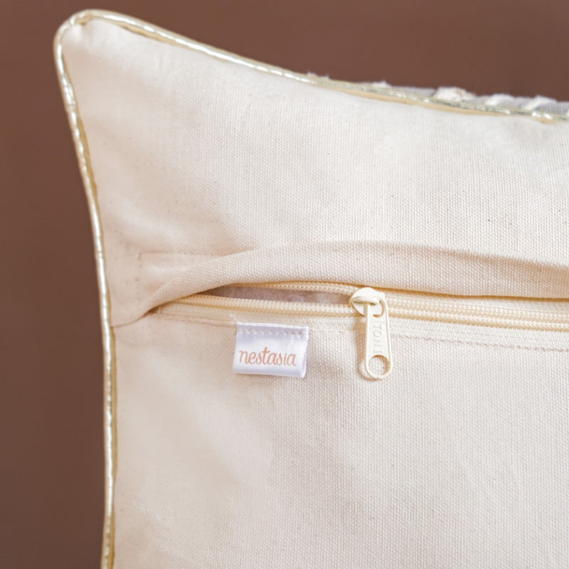 Artistic Handwoven Cushion Cover With Foil Print 15x15 Inch