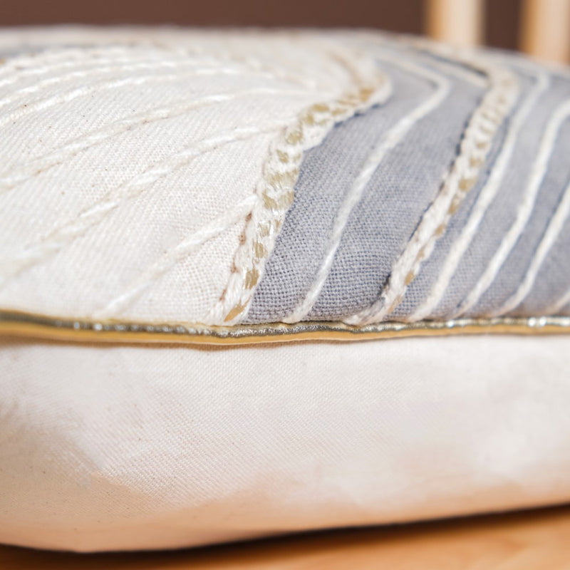 Artistic Handwoven Cushion Cover With Foil Print 15x15 Inch