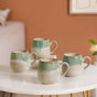 Abstract Ombre Green Ceramic Coffee Mug Set Of 4 230ml