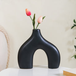 Black Abstract Vase- Flower vase, ceramic flower vase, black flower vase, modern flower vase, bud vases, decorative vases