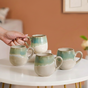 Abstract Ombre Green Ceramic Coffee Mug Set Of 4 230ml