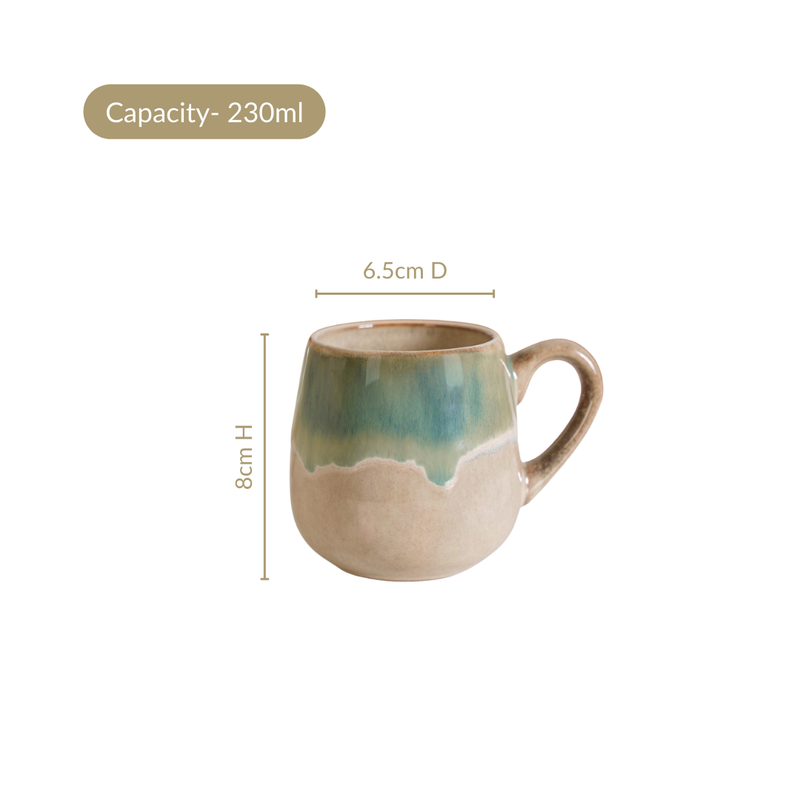 Abstract Ombre Green Ceramic Coffee Mug Set Of 4 230ml