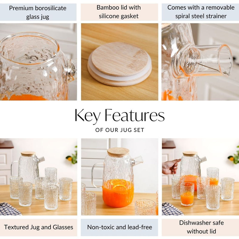 Abstract Textured Jug And Glass Set Of 7