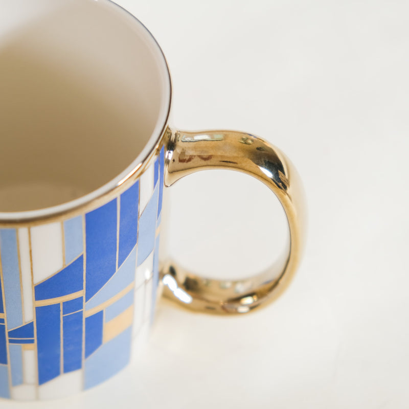 Blue Gold Tea Cup Set of 6 350ml - Tea cup set, coffee cup set, tea cups, coffee cups, ceramic tea cups