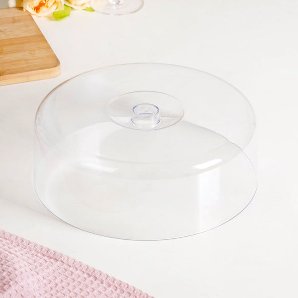 Acacia Wood Dessert Stand With Cloche 10 Inch