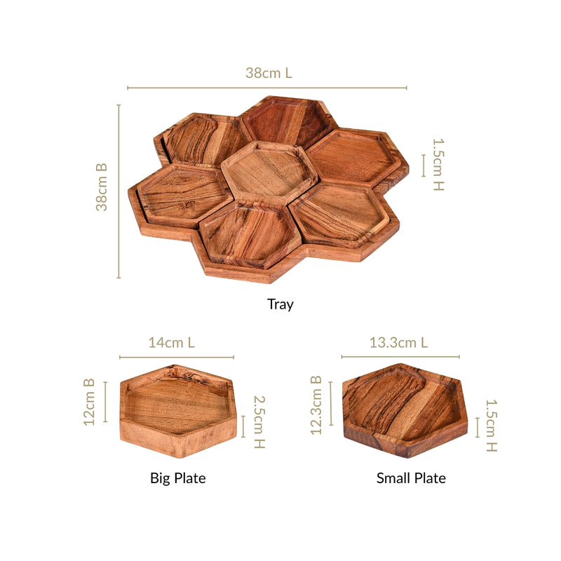 Acacia Honeycomb Wooden Platter