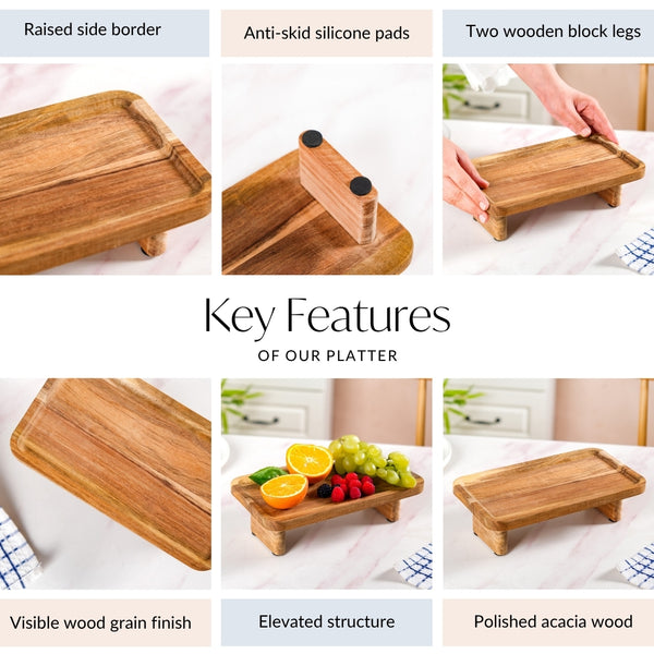 Versatile Wooden Riser Platter 10 Inch