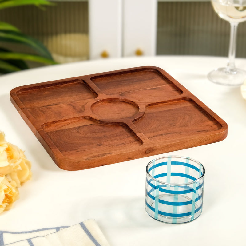 Platterazzi Sectioned Platter With Checkered Glass Bowl Set Of 2