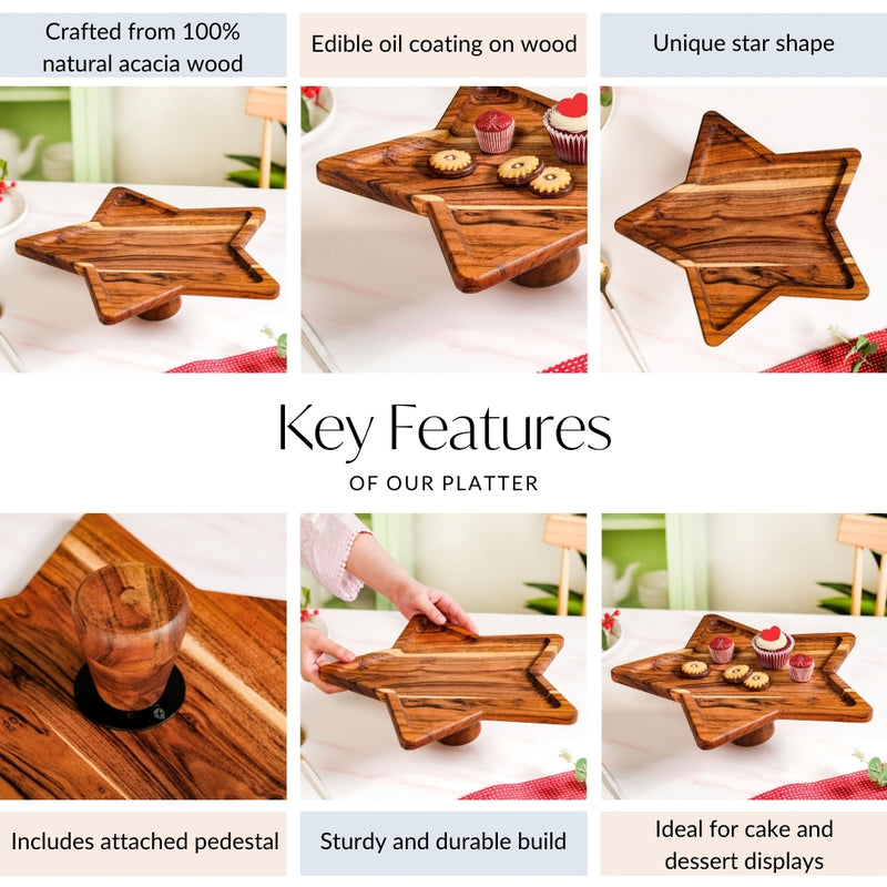 Acacia Star Dessert Riser