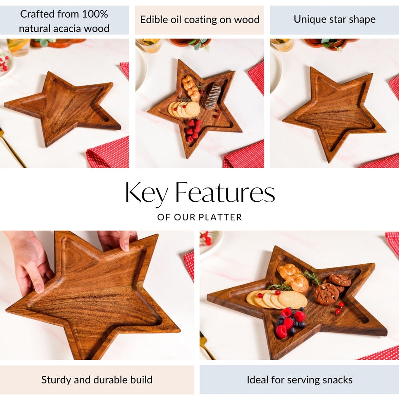 Acacia Wood Star Serving Platter