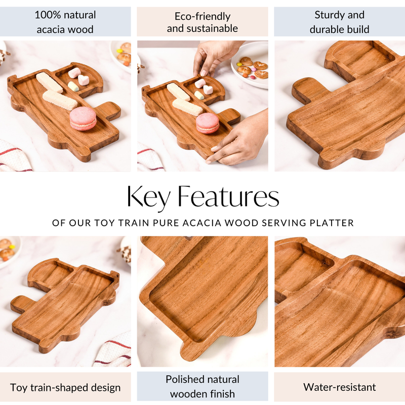 Toy Train Pure Acacia Wood Serving Platter