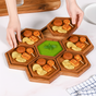 Acacia Honeycomb Wooden Platter Set of 8 For Party 38x38cm